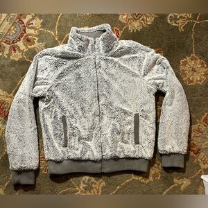 Patagonia Women's Conejo Faux Fur Fleece Bomber Jacket Gray Zip Up Large